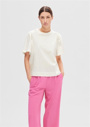 Penelope 2/4 ruffle tee Snow White Selected Femme 